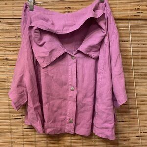 What Lo Wants cropped pink shirt
